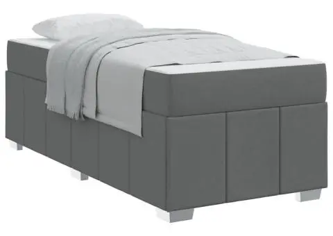 Cadru de pat Gri închis 90 x 190 cm țesătură - 3/5