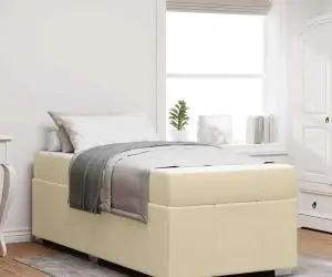 vidaXL Cadru de pat Crem 90 x 190 cm țesătură
