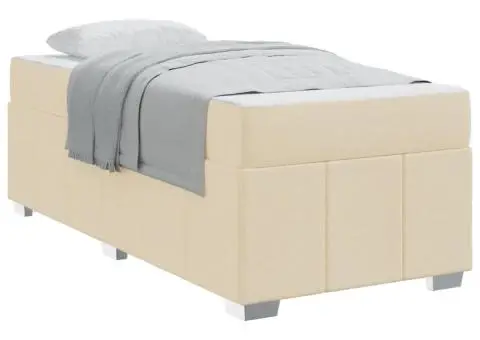 Cadru de pat Crem 90 x 190 cm țesătură - 3/5