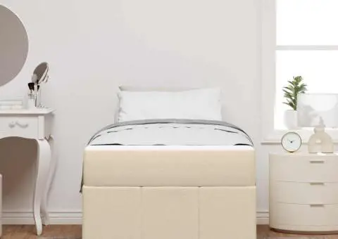 Cadru de pat Crem 90 x 190 cm țesătură - 5/5