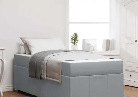 Cadru de pat Gri deschis 90 x 200 cm țesătură - 1/5