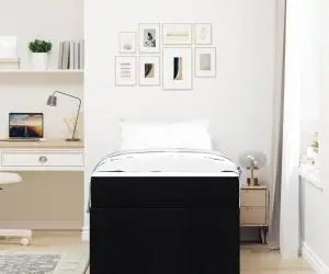 vidaXL Cadru de pat Negru 90 x 200 cm țesătură