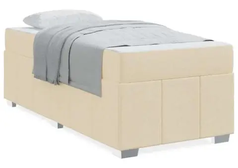 Cadru de pat Crem 90 x 200 cm țesătură - 4/5