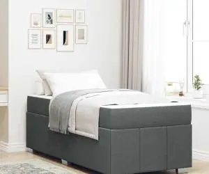 vidaXL Cadru de pat Gri închis 120 x 190 cm țesătură