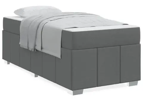 Cadru de pat Gri închis 120 x 190 cm țesătură - 4/5