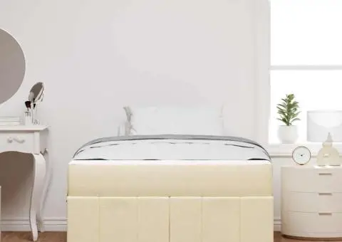 Cadru de pat Crem 120 x 190 cm țesătură - 5/5