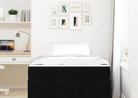 Cadru de pat Negru 120 x 200 cm țesătură - 5/5