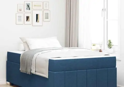 Cadru de pat albastru 120 x 200 cm țesătură - 1/5