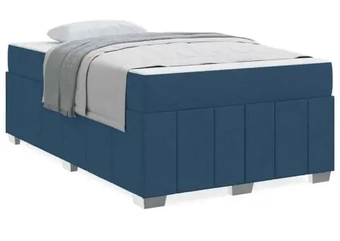 Cadru de pat albastru 120 x 200 cm țesătură - 4/5