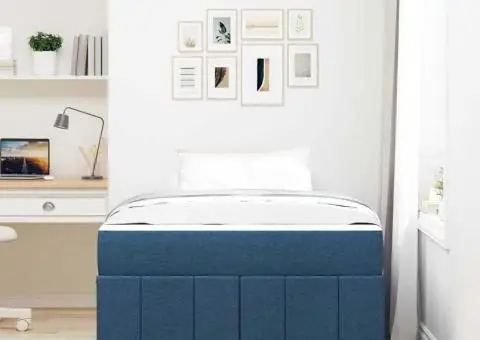 Cadru de pat albastru 120 x 200 cm țesătură - 5/5