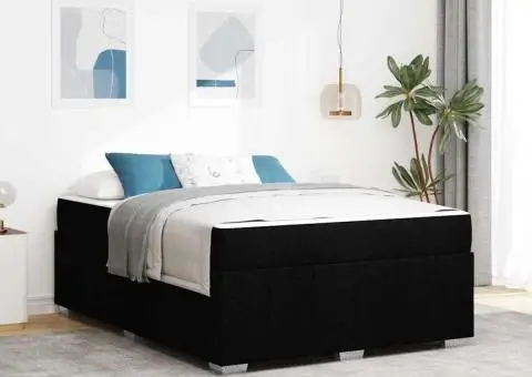 Cadru de pat Negru 140 x 200 cm țesătură - 1/5