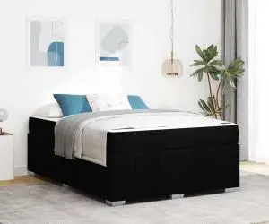 vidaXL Cadru de pat Negru 140 x 200 cm țesătură