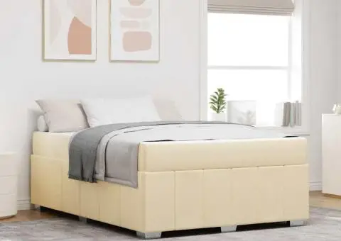 Cadru de pat Crem 140 x 200 cm țesătură - 1/5