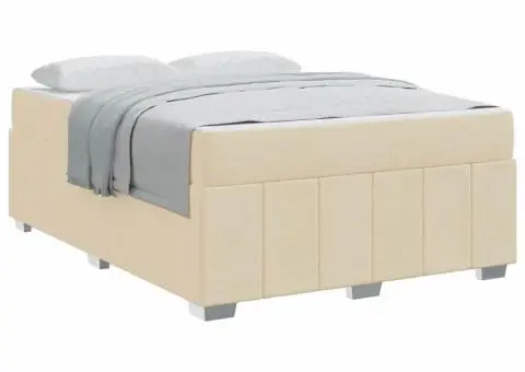 Cadru de pat Crem 140 x 200 cm țesătură - 3/5