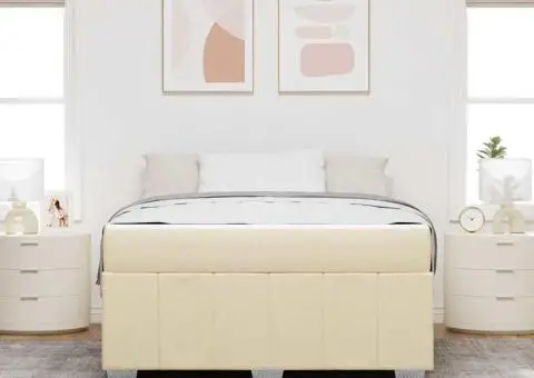 Cadru de pat Crem 140 x 200 cm țesătură - 5/5