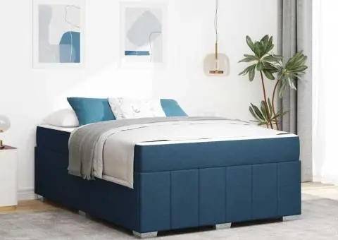 Cadru de pat albastru 140 x 200 cm țesătură - 1/5