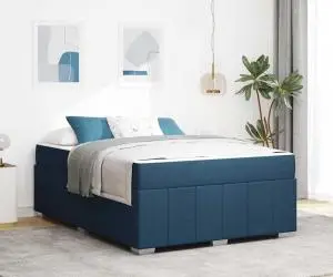 vidaXL Cadru de pat albastru 140 x 200 cm țesătură