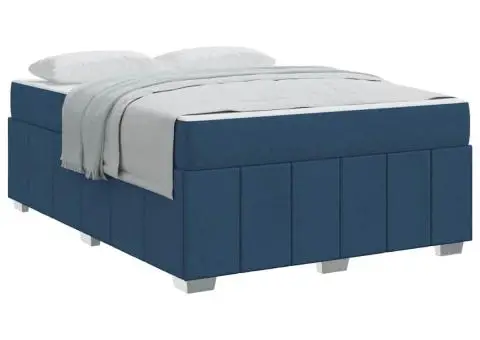 Cadru de pat albastru 140 x 200 cm țesătură - 3/5