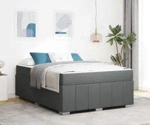 vidaXL Cadru de pat Gri închis 160 x 200 cm țesătură