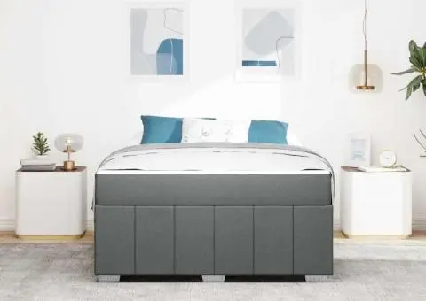 Cadru de pat Gri închis 160 x 200 cm țesătură - 5/5