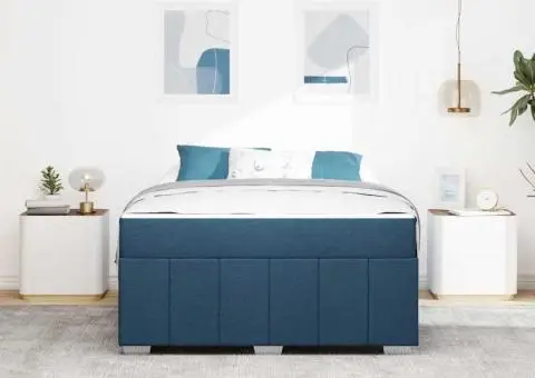 Cadru de pat albastru 160 x 200 cm țesătură - 5/5