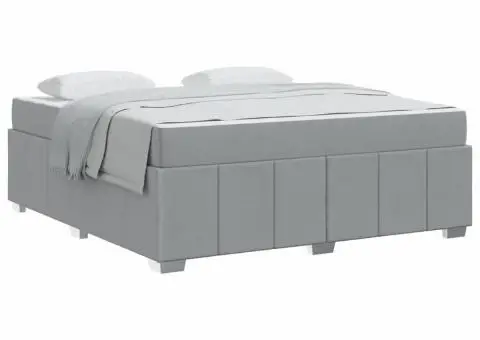 Cadru de pat Gri deschis 180 x 200 cm țesătură - 3/5