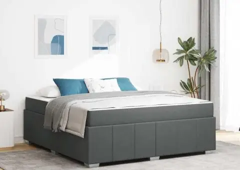 Cadru de pat Gri închis 180 x 200 cm țesătură - 1/5