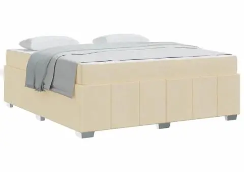 Cadru de pat Crem 180 x 200 cm țesătură - 4/5