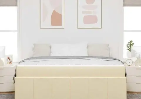 Cadru de pat Crem 180 x 200 cm țesătură - 5/5