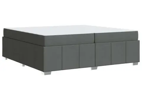 Cadru de pat Gri închis 200 x 200 cm țesătură - 2/5