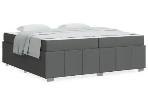 Cadru de pat Gri închis 200 x 200 cm țesătură - 4/5