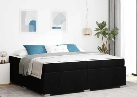 Cadru de pat Negru 200 x 200 cm țesătură - 1/5