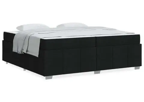 Cadru de pat Negru 200 x 200 cm țesătură - 4/5