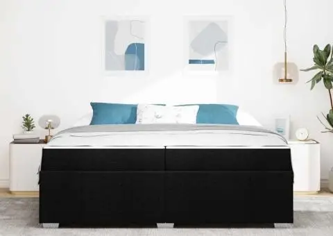 Cadru de pat Negru 200 x 200 cm țesătură - 5/5