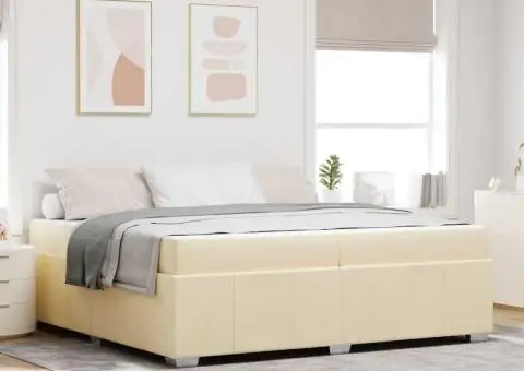 Cadru de pat Crem 200 x 200 cm țesătură - 1/5