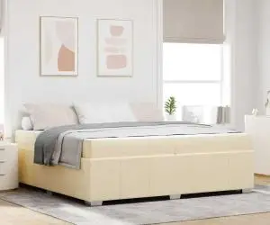 vidaXL Cadru de pat Crem 200 x 200 cm țesătură
