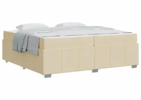 Cadru de pat Crem 200 x 200 cm țesătură - 3/5