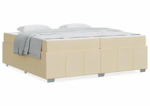 Cadru de pat Crem 200 x 200 cm țesătură - 4/5