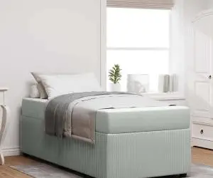 vidaXL Cadru de pat cu saltea Altele Gri deschis 90 x 190 cm Catifea
