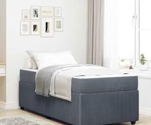 vidaXL Cadru de pat cu saltea Altele Gri închis 90 x 190 cm Catifea