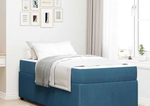 Cadru de pat cu saltea Altele albastru 90 x 190 cm Catifea - 1/5