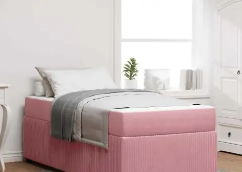 Cadru de pat cu saltea Altele Roz 90 x 190 cm Catifea - 1/5