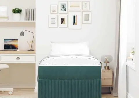 Cadru de pat cu saltea Altele Verde închis 90 x 200 cm Catifea - 5/5