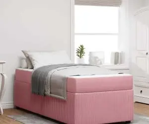 vidaXL Cadru de pat cu saltea Altele Roz 90 x 200 cm Catifea