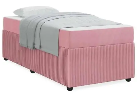 Cadru de pat cu saltea Altele Roz 90 x 200 cm Catifea - 4/5