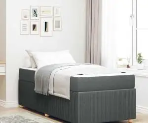 vidaXL Cadru de pat Altele Gri închis 100 x 200 cm țesătură