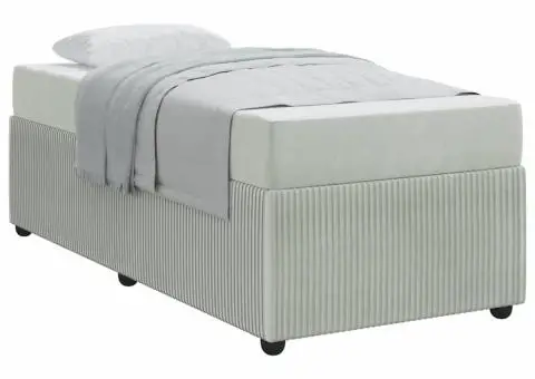 Cadru de pat cu saltea Altele Gri deschis 100 x 200 cm Catifea - 3/5