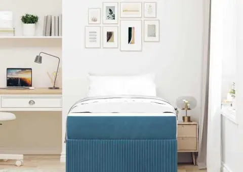 Cadru de pat cu saltea Altele albastru 100 x 200 cm Catifea - 5/5