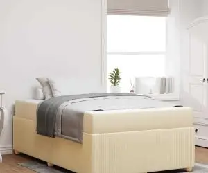 vidaXL Cadru de pat Altele Crem 120 x 190 cm țesătură