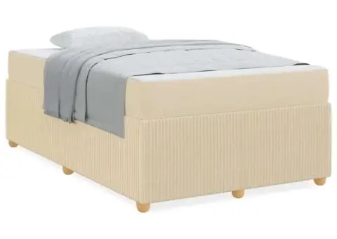 Cadru de pat Altele Crem 120 x 190 cm țesătură - 4/5